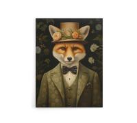 Artery8 Gentleman Fox In Floral Victorian Suit Canvas Wall Art Print in Brown | Size: W18" x H24" Artery8 Brown W18" x H24"