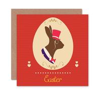 Artery8 Gentleman Monocle Bunny Top Hat Egg Vintage Easter Card Artery8 Multicolor