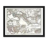 Artery8 Geography Map Illustrated Antique Empire Alexander Great Mediterranean Artwork Framed A3 Wall Art Print