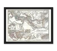 Artery8 Geography Map Illustrated Antique Empire Alexander Great Mediterranean Artwork Framed Wall Art Print A4 in Black Artery8 Black