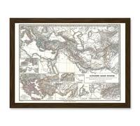 Artery8 Geography Map Illustrated Antique Empire Alexander Great Mediterranean Artwork Framed Wall Art Print A4 in Brown Artery8 Brown