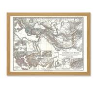 Artery8 Geography Map Illustrated Antique Empire Alexander Great Mediterranean Artwork Framed Wall Art Print A4 in Light Oak Artery8 Light Oak