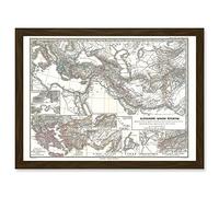 Artery8 Geography Map Illustrated Antique Empire Alexander Great Mediterranean Artwork Framed Wall Art Print A4
