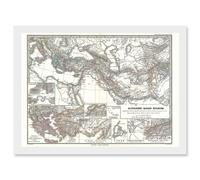 Artery8 Geography Map Illustrated Antique Empire Alexander Great Mediterranean Artwork Framed Wall Art Print A4 in White Artery8 White