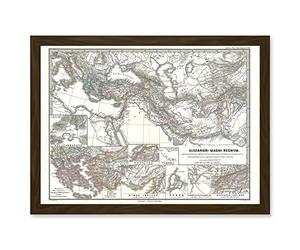 Artery8 Geography Map Illustrated Antique Empire Alexander Great Mediterranean Artwork Framed Wall Art Print A4