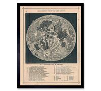 Artery8 Geography Map Illustrated Antique Telescopic Moon Framed Art Print in Beige | Size: W12" x H16" Artery8 Beige W12" x H16"