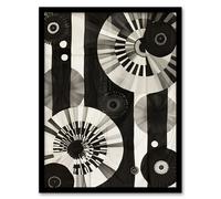 Artery8 Geometric Black White Circle Stripe Patterns Framed Art Print | Size: A4 Artery8 Black A4