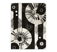 Artery8 Geometric Black White Circle Stripe Patterns Living Room Large Wall Art Poster Print Thick Paper 18X24 Inch