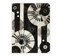 Artery8 Geometric Black White Circle Stripe Patterns Wall Art Print | Size: W12" x H16" Artery8 Black W12" x H16"
