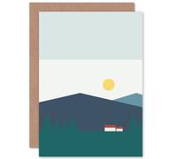 Artery8 Geometric Highland Sun Greetings Card in Navy Artery8 Navy