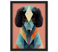 Artery8 Geometric Poodle Dog Boho Abstract Fun Pastel Artwork Framed Wall Art Print A4 in Black Artery8 Black