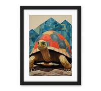 Artery8 Geometric Turtle Colourful Hexagon Scutes Shell Pattern Tortoise Bathroom Nautical Theme Artwork Framed Wall Art Print 18X24 Inch