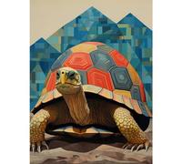 Artery8 Geometric Turtle Colourful Hexagon Scutes Shell Pattern Tortoise Bathroom Nautical Theme Extra Large XL Wall Art Poster Print