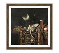 Artery8 Georg Hainz Still Life Apple Beer Painting Square Wooden Framed Wall Art Print Picture 16X16 Inch