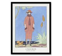 Artery8 George Barbier Framed Wall Art A Palm Beach Vintage Fashion Advert in Blue | Size: A4 Artery8 Blue A4