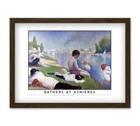Artery8 Georges Pierre Seurat Bathers At Asnières Painting Artwork Framed Wall Art Print A4 in Brown Artery8 Brown