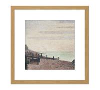 Artery8 Georges Pierre Seurat Honfleur Un Soir Embouchure De La Seine 8X8 Inch Square Wooden Framed Wall Art Print Picture with Mount in Light Oak Artery8 Light Oak