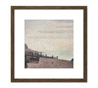 Artery8 Georges Pierre Seurat Honfleur Un Soir Embouchure De La Seine 8X8 Inch Square Wooden Framed Wall Art Print Picture with Mount in Brown Artery8 Brown