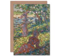 Artery8 Georges Pierre Seurat Woman In A Park Fine Art Greetings Card in Green Artery8 Green