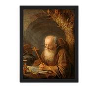 Artery8 Gerard Dou A Hermit Monk Painting Artwork Framed Wall Art Print 18X24 Inch