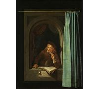 Artery8 Gerard Dou Man Smoking A Pipe Painting Art Print Canvas Premium Wall Decor Poster Mural