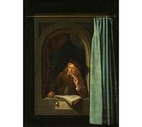 Artery8 Gerard Dou Man Smoking A Pipe Painting Large XL Wall Art Canvas Print