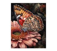 Artery8 Gerbera Daisy Flower With Butterfly Pencil Spring Bloom With Insect Macro Close-Up Painted Lady Pattern Colourful Bright Floral Modern Artwork Extra Large XL Wall Art Poster Print