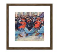 Artery8 Gerhardi Dance Viii Can-Can Dancers Bullier Painting 8X8 Inch Square Wooden Framed Wall Art Print Picture with Mount in Brown Artery8 Brown