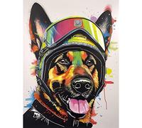 Artery8 German Shepherd Dog Wearing Ski Helmet and Goggles Extra Large XL Wall Art Poster Print
