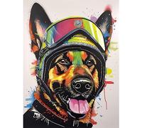 Artery8 German Shepherd Dog Wearing Ski Helmet and Goggles Large Wall Art Poster Print Thick Paper 18X24 Inch