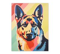 Artery8 German Shepherd Risograph Screenprint Bright Geometric Pastel Colour Artwork Riso Interior Design Extra Large XL Wall Art Poster Print