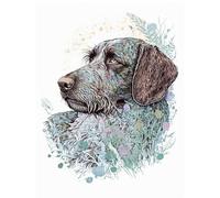 Artery8 German Wirehead Pointer Dog Nature Spirit Animal Modern Multicoloured Illustration Extra Large XL Wall Art Poster Print