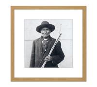 Artery8 Geronimo Apache Chief Native American Photo 8X8 Inch Square Wooden Framed Wall Art Print Picture with Mount in Light Oak Artery8 Light Oak