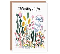 Artery8 Get Well Card Thinking Of You Bright Wildflower Drawing For Her Gran Sister Niece Daughter Wife Woman Greeting Card