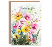 Artery8 Get Well Card Thinking Of You Flowers Wildflower Painting For Her Gran Sister Niece Daughter Wife Woman Greeting Card Personalised