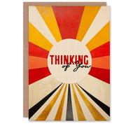 Artery8 Get Well Greeting Card Modern Abstract Sun Burst Rays Thinking of You For Him Her in Red Artery8 Red