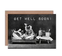 Wee Blue Coo GET WELL SOON LITTLE FOLK OF ANIMALS CAT ART BLANK GREETINGS CARD