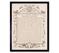 Artery8 Gettysburg Address Abraham Lincoln Usa President 12X16" Framed Wall Art Print