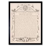 Artery8 Gettysburg Address Abraham Lincoln USA President Art Print Framed Poster Wall Decor 12x16 inch