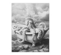 Artery8 Giant Octopus Bathtub Black White Mountain Cliff Bathroom Toilet Extra Large XL Wall Art Poster Print