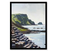 Giants Causeway Seaside Columns Coastal Ireland Framed Art Print Artery8 Blue A4