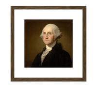 Artery8 Gilbert Stuart George Washington 1796 Painting 8X8 Inch Square Wooden Framed Wall Art Print Picture with Mount in Brown Artery8 Brown