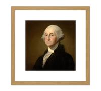 Artery8 Gilbert Stuart George Washington 1796 Painting 8X8 Inch Square Wooden Framed Wall Art Print Picture with Mount in Light Oak Artery8 Light Oak