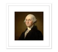 Artery8 Gilbert Stuart George Washington 1796 Painting 8X8 Inch Square Wooden Framed Wall Art Print Picture with Mount in White Artery8 White