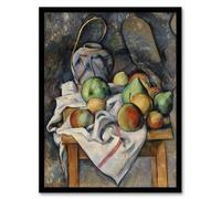 Artery8 Ginger Jar and Fruit Still Life By Paul Cezanne Framed Wall Art Print 18X24 : Vibrant fruit arrangement exuding warmth and artistry perfect for kitchen wall or dining space