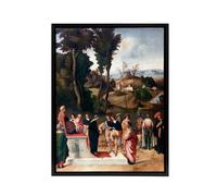 Artery8 Giorgione Moses Undergoing Trial by Fire Framed Canvas Wall Art Print | Size: W12" x H16" Artery8 Multicolor W12" x H16"