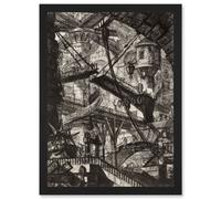 Artery8 Giovanni Battista Piranesi Drawbridge Plate 7 Etching Artwork Framed Wall Art Print A4 in Black Artery8 Black