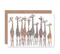 Artery8 Giraffe Journey Herd Group of Animals Fun Greeting Card Artery8 Multicolor