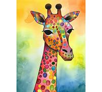 Artery8 Giraffe With Multicolour Pattern Folk Art Watercolour Painting Large Wall Art Poster Print Thick Paper 18X24 Inch