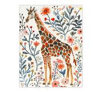 Artery8 Giraffe with Wildflowers Watercolour Folk Art Living Room Extra Large XL Wall Art Poster Print